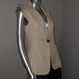 Zara taupe ruffle sleeve sleeveless blazer